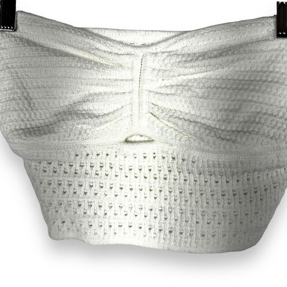 American Eagle Sweetheart Neckline Cinch Front Crochet Tube Top, White, Size XS - Picture 4 of 13
